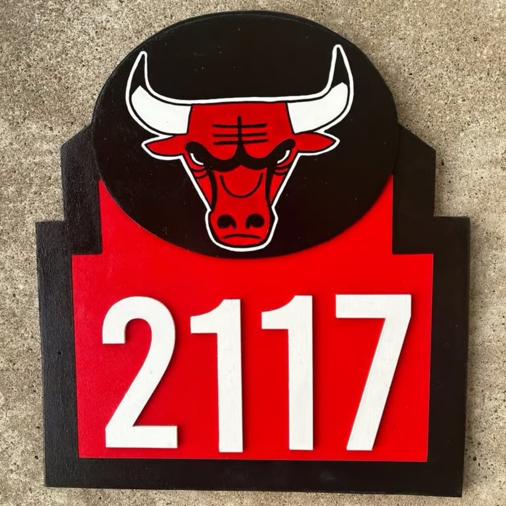 Chicago Bulls Address Sign for your home (with your address) Makes a Great Gift